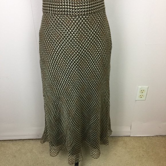 J Crew Sophia Midi Silk Dress Size 10 Womans Black Brown Plaid V-Neck Sleeveless - Picture 3 of 13